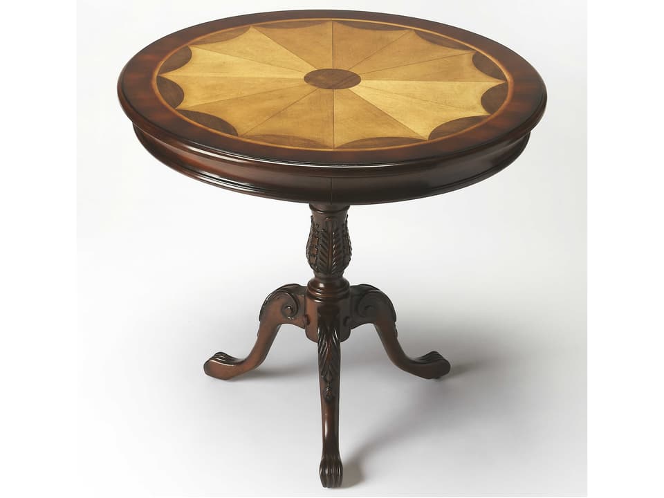 Carissa Round Wood Cherry End Table