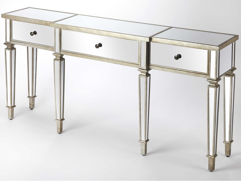 Hayworth Rectangular 68-Inch Console Table in Mirror and Antique Gold