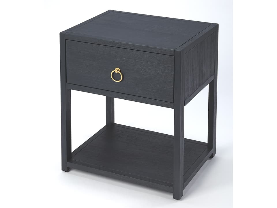 Lark 1-Drawer End Table with Shelf in Navy Blue
