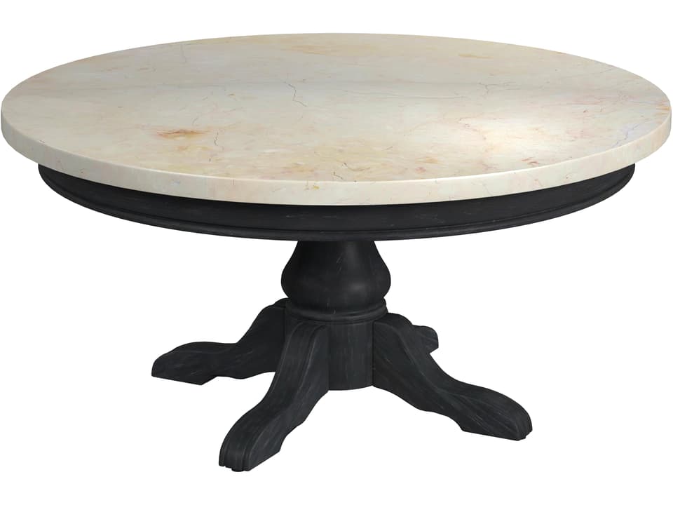 Danielle Round Coffee Table in Washed Black with Melati Marble Top