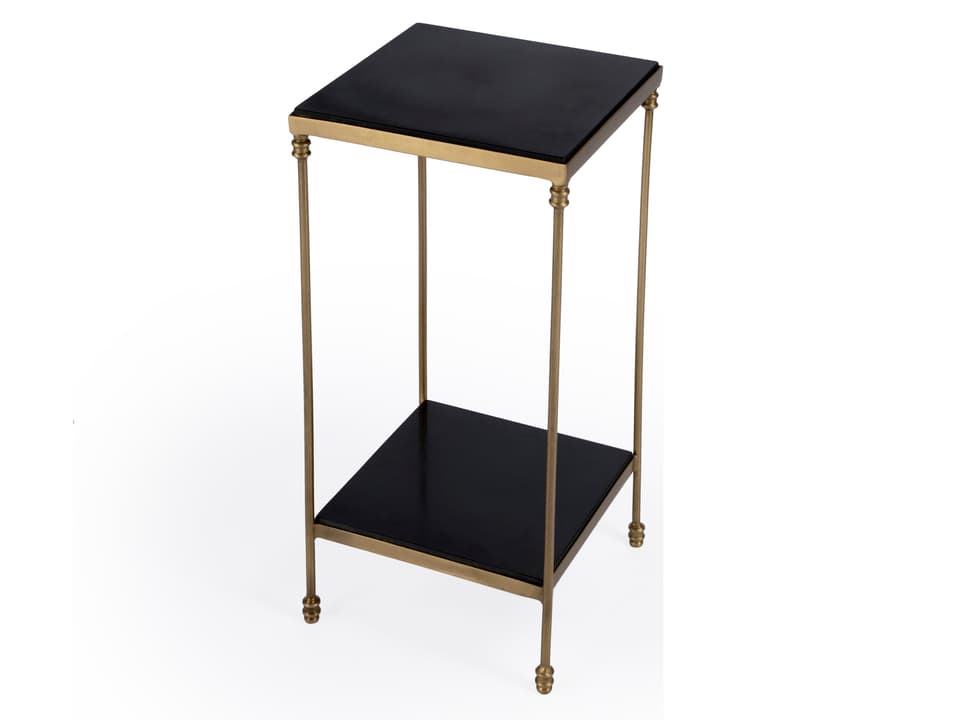 Imogen Square Iron and Black Granite Side Table