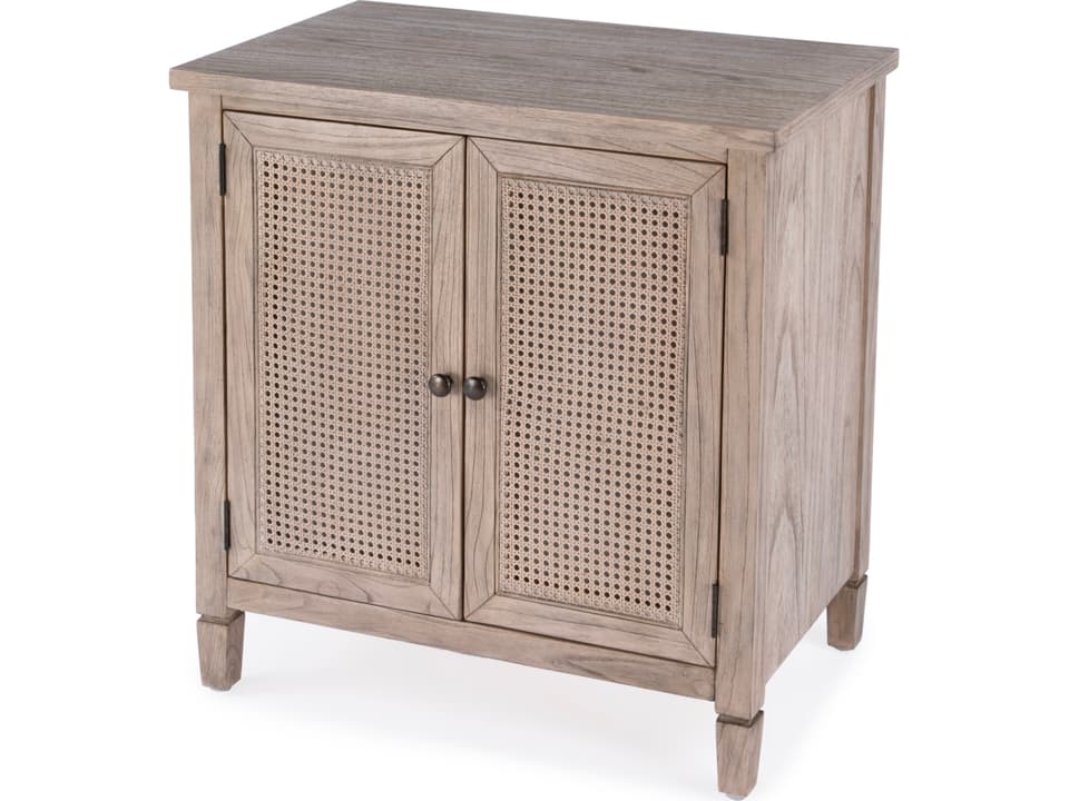 Flagstaff 2-Door Accent Cabinet in Desert Sand Natural Wood with Cane