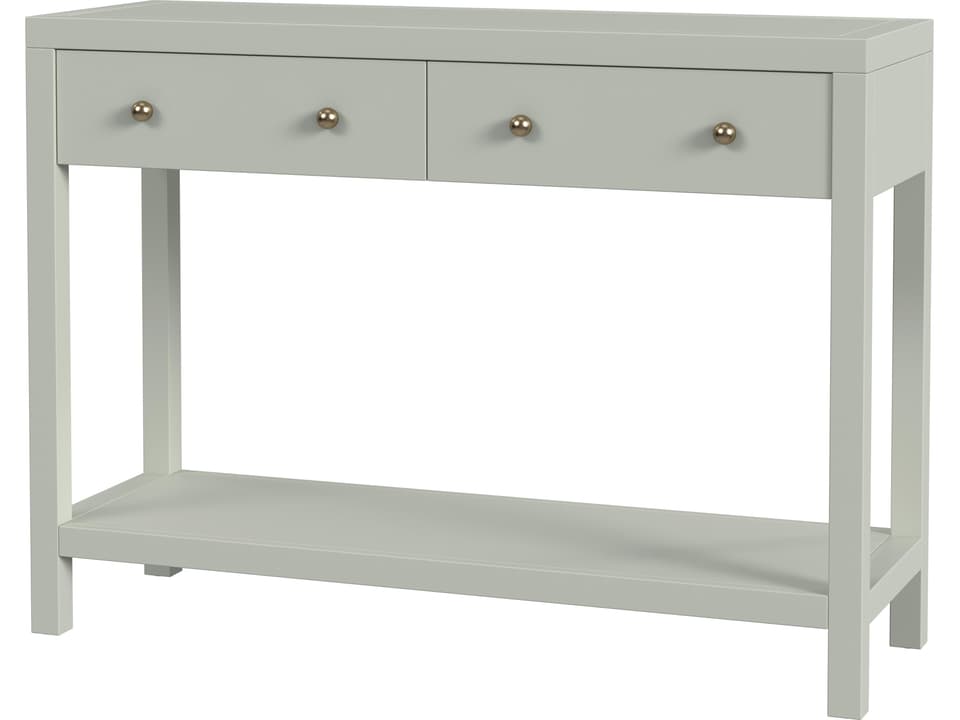 Nora Rectangular 40-Inch 2 Drawer Console Table with Open Shelf in Sage Green Wood