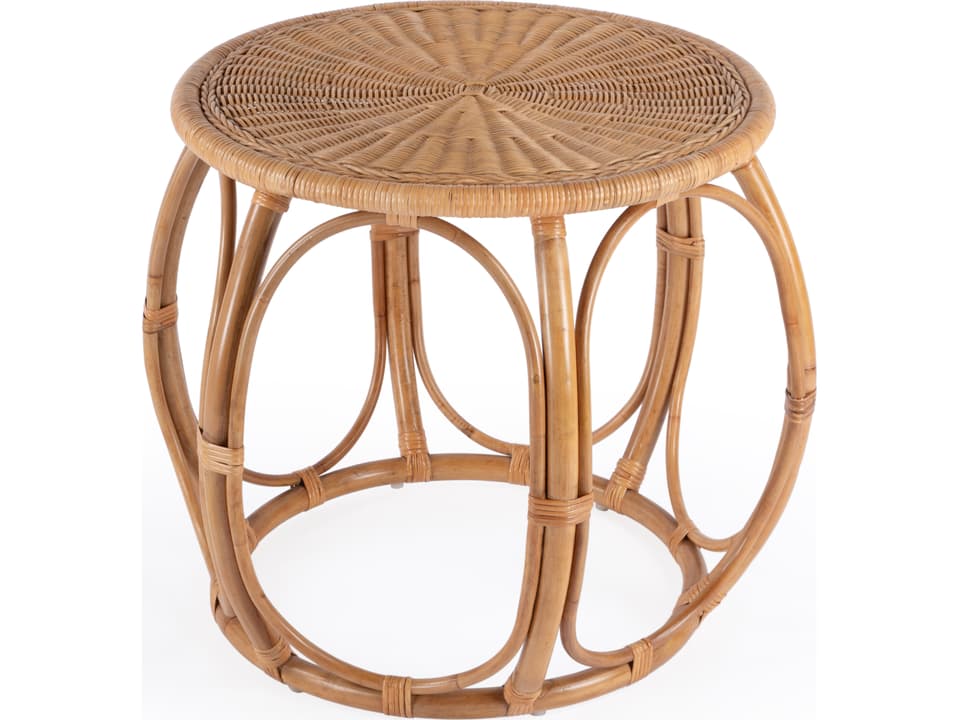 Specialty Company Savannah Round Woven Rattan End Table in Natural