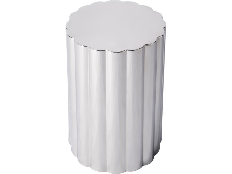 Norwich Round Fluted Stainless Steel Side Table in Polished Silver