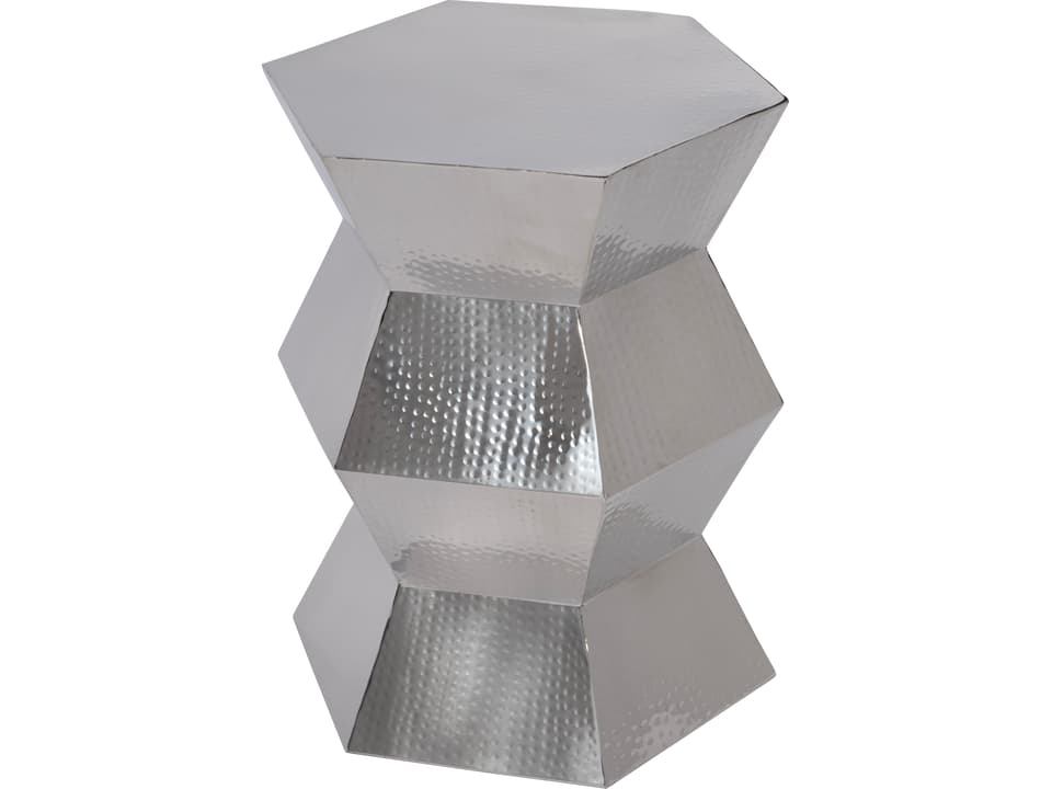 Renzo Hexagon End Table Stainless Steel in Silver