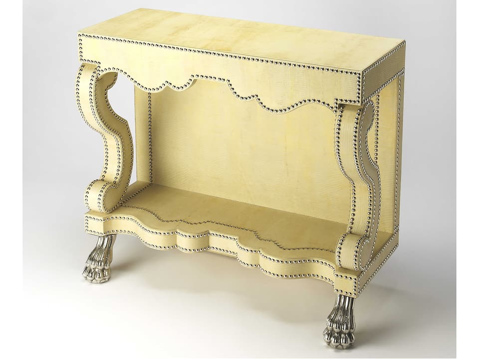 Bonino Art Nouveau Creamy Leather Console Table