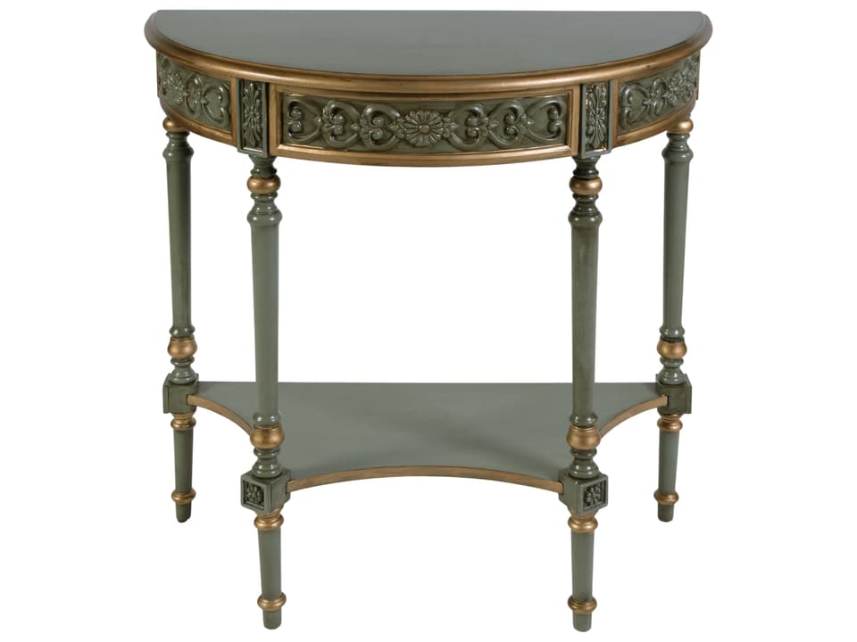 Danielle 30 in W. Demilune Wood 1 Drawer Console Table Pastel Green