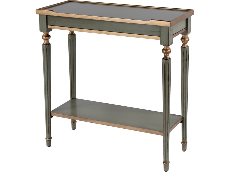 Aubrey Rectangle Console Table with Lower Shelf in Pastel Green