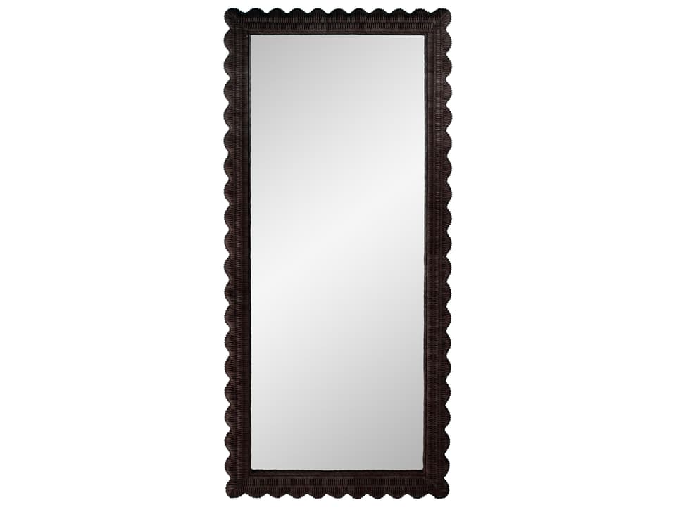 Flora 32"W x 69.5"H Rectangular Rattan Floor Mirror Brown