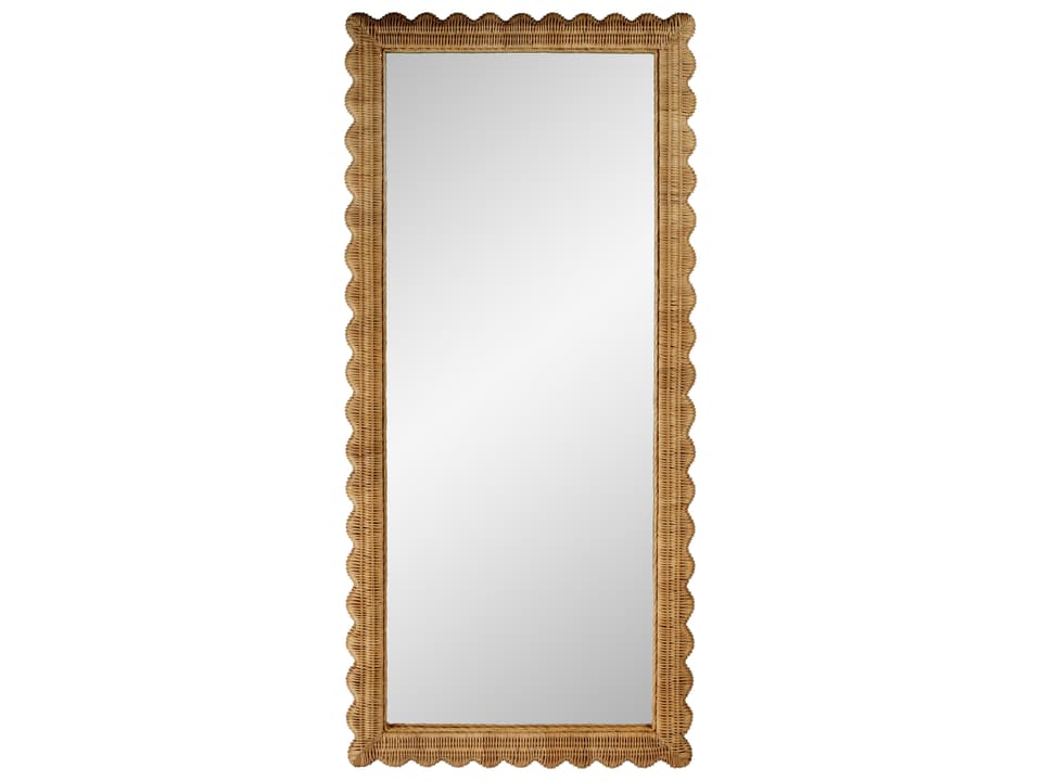 Flora 32"W x 69.5"H Rectangular Rattan Floor Mirror Brown