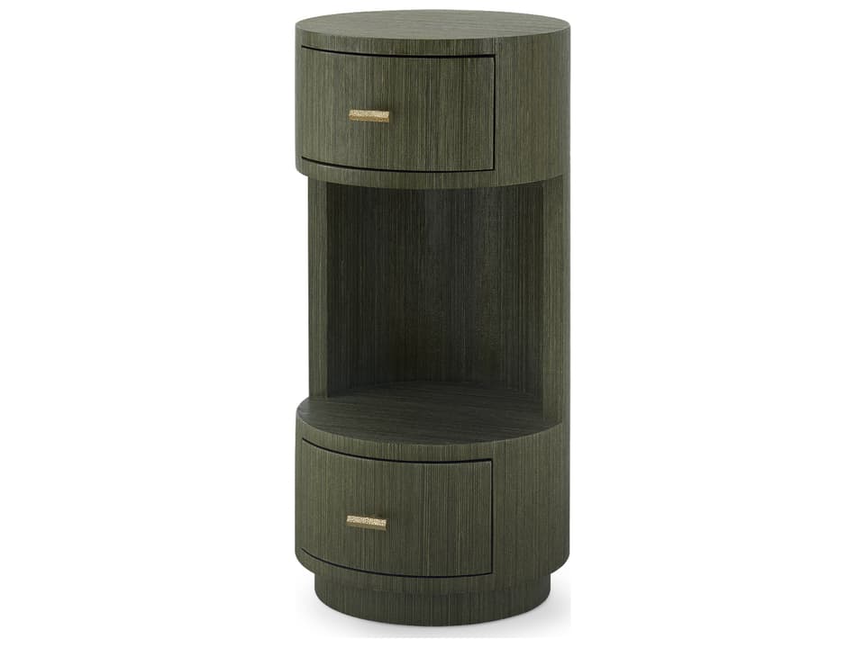 Aaron 2-Drawer Grasscloth End Table in Deep Olive