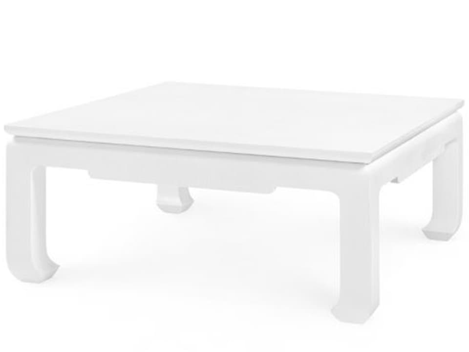 Bethany Large Square Coffee Table in Vanilla Lacquered Linen