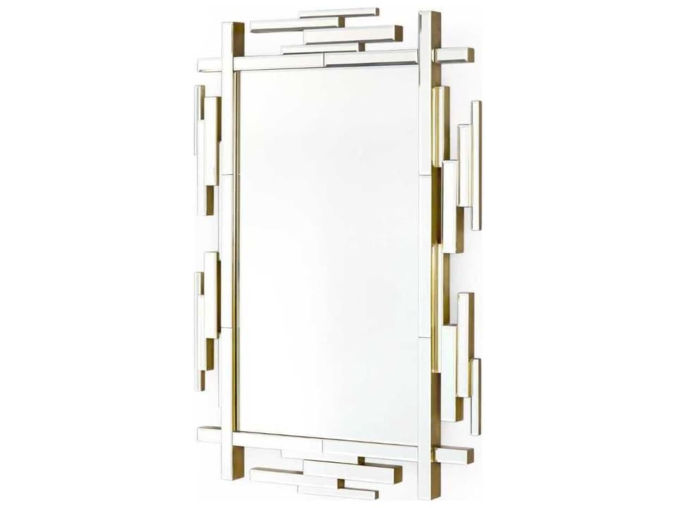 Edith Rectangular Wall Mirror in Polished Brass