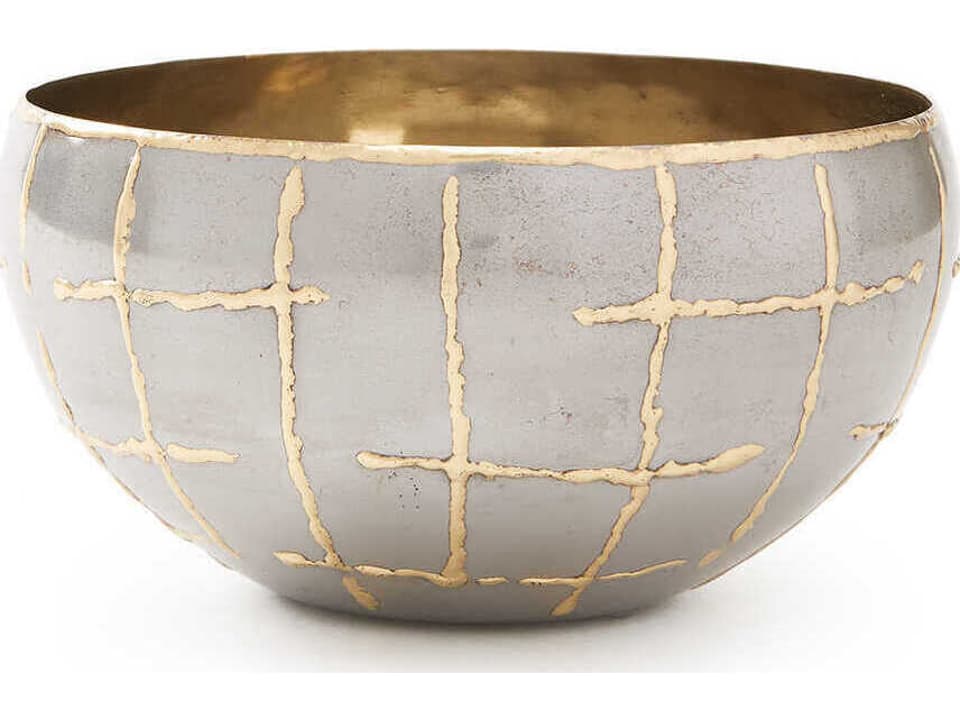 Loom Medium Decorative Bowl Silver and Brass Metal