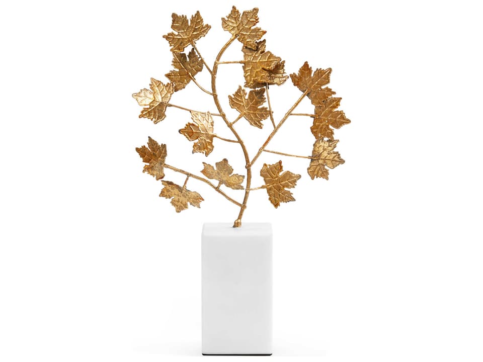 Maple Branch Decorative Statue in Gold Leaf