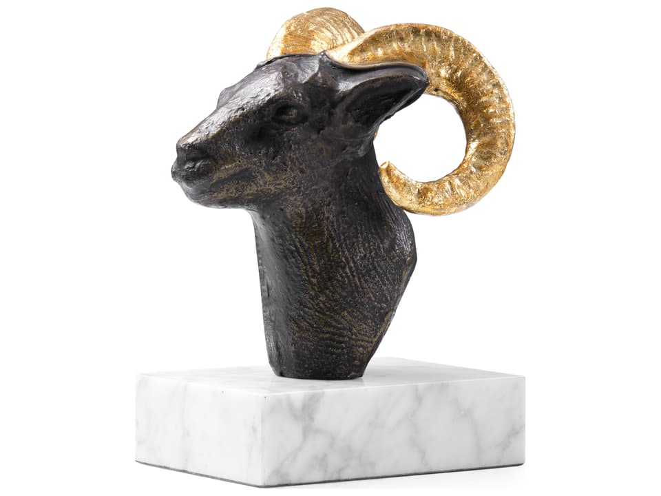 Gold And Bronze Ram Statue