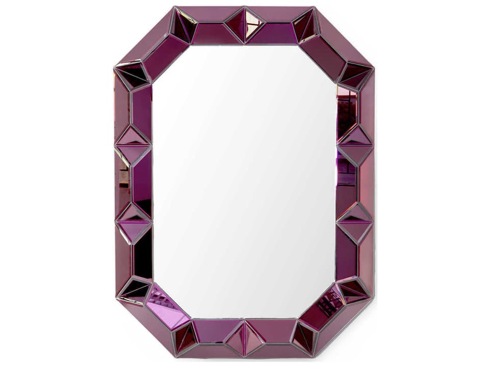 Villa and House Romano Alexandrite Purple Mirrored Glass Wall Mirror 34 x 46 Inch