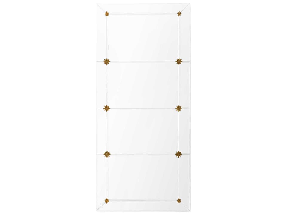 Rosette Rectangular Wall Mirror with Antique Gold Rosettes