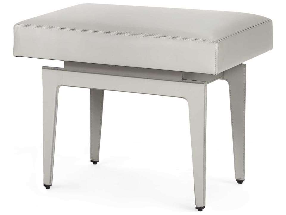 Winston Upholstered Gray Leather Accent Stool