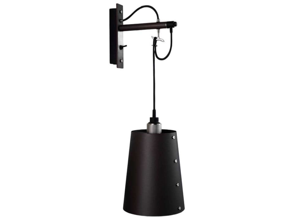 Hooked 1-Light Large Wall Sconce in Graphite Powder-Coated Metal and Steel