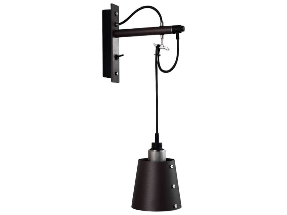 Hooked Small Shade Wall Sconce in Graphite and Steel
