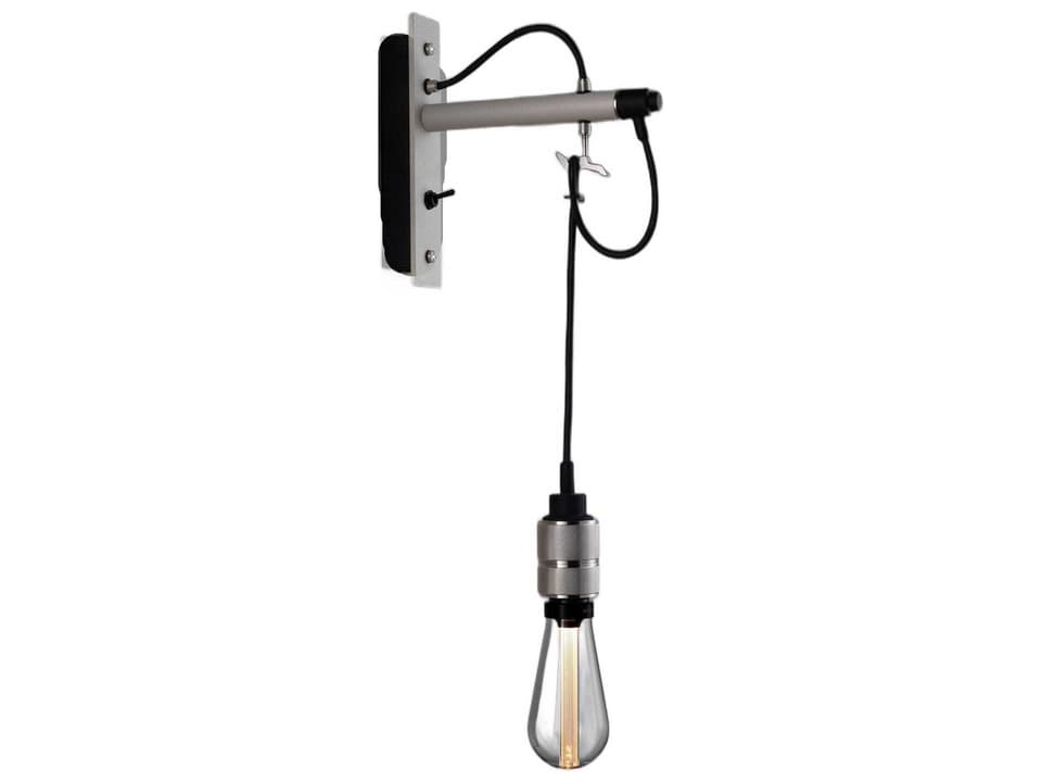 Hooked 1-Light Wall Sconce in Stone and Steel with Adjustable Pendant