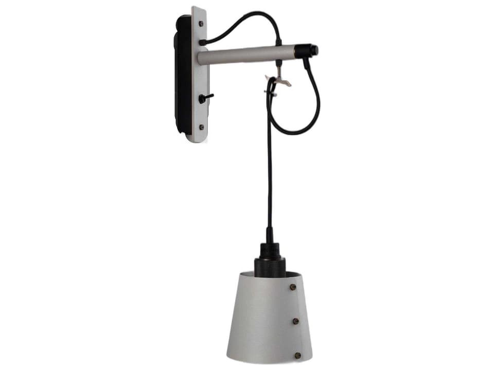 Hooked Small Stone Smoked Bronze Wall Sconce with Adjustable Cable and Cross-Knurled Detail