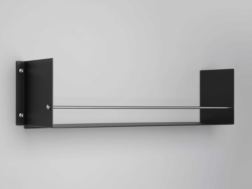 Girder Black Kitchen Shelf with Solid Metal Rail