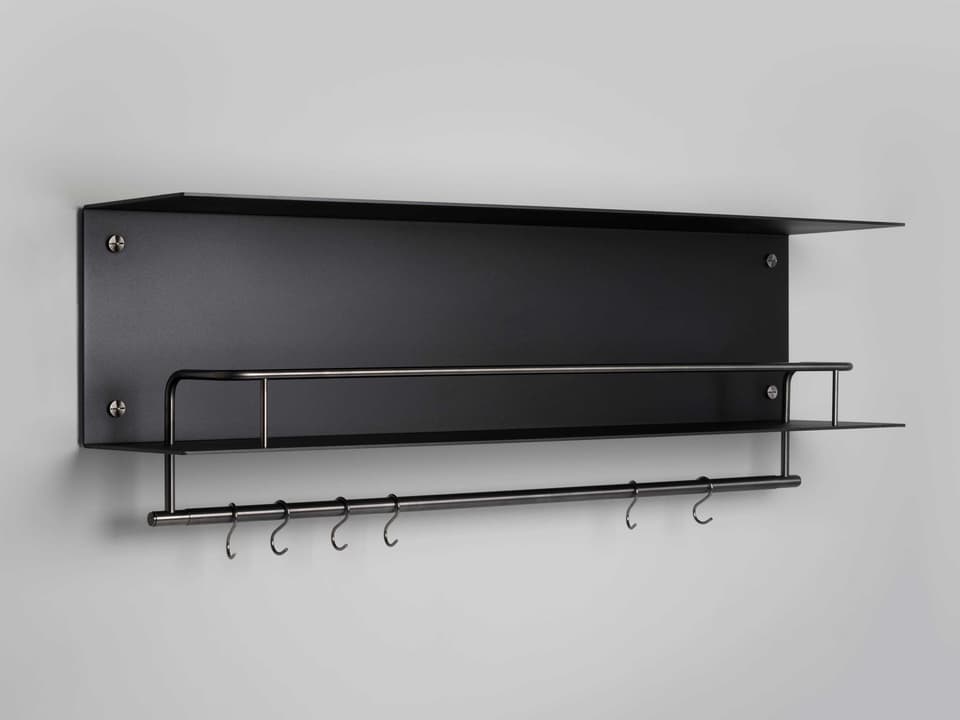 Hanger Shelf Industrial Metal in Black and Gun Metal