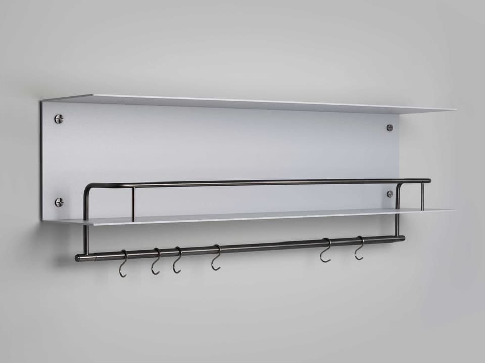 Hanger Shelf in Stone with Gun Metal Accents