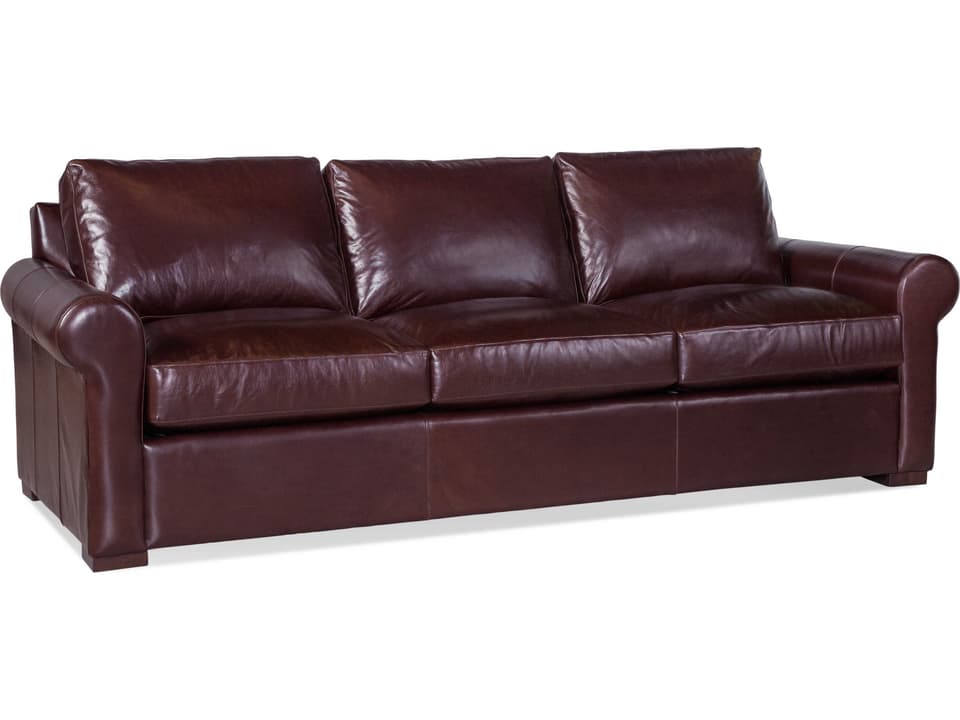 Bedford 3-Seat Leather Sofa with Rolled Arms and Tapered Legs