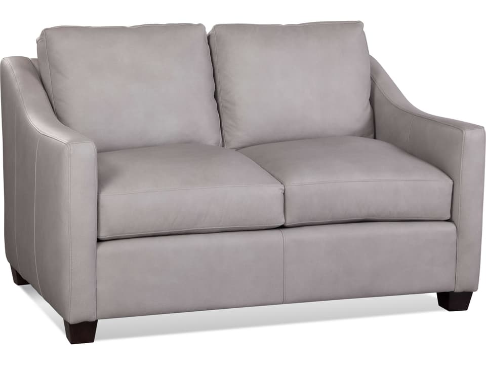 Oliver 2-Seat Leather Loveseat with Sloped Arms in Customizable Finish