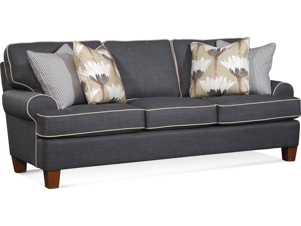 Lowell Queen Sleeper Sofa with Rolled Arms and Turned Wood Feet