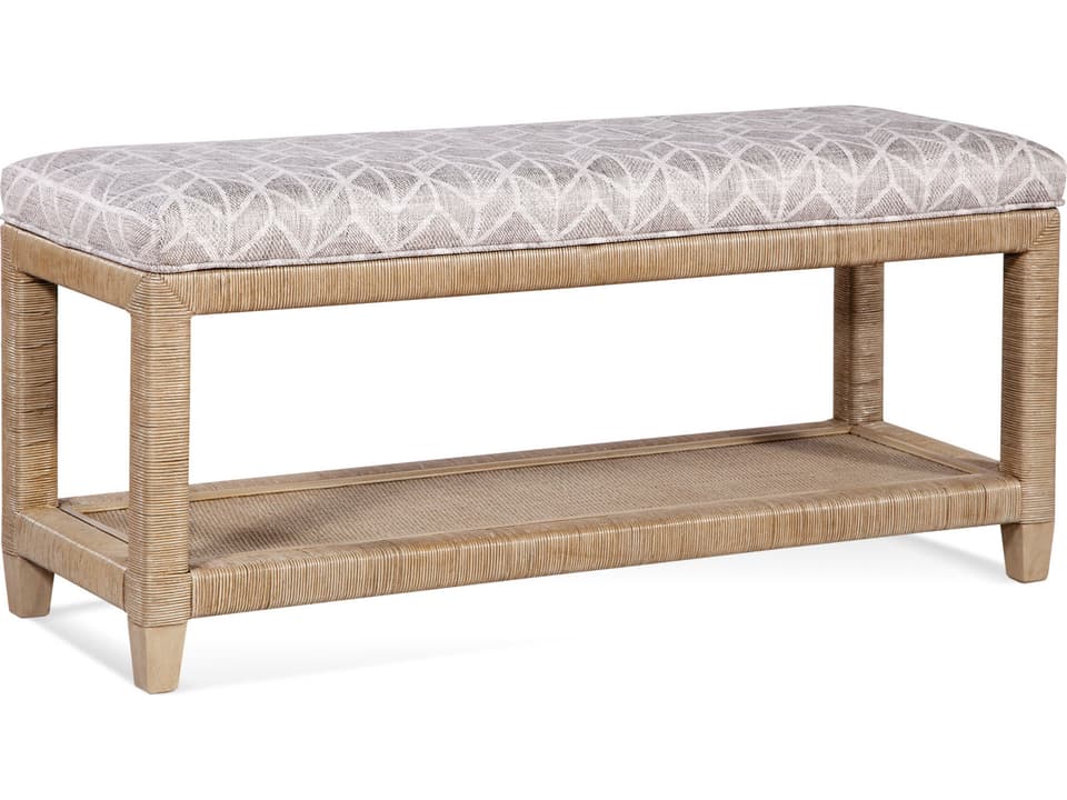 Sabal Bay Upholstered Accent Bench with Hardwood and Wicker Frame