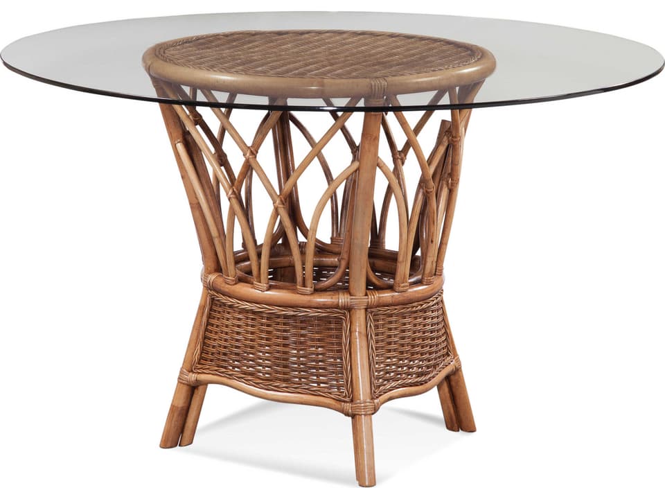 Everglade 48-Inch Round Dining Table with Glass Top