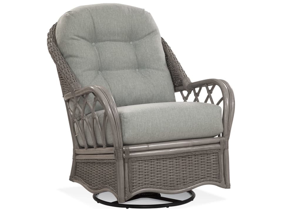 Everglade Swivel Glider Accent Chair in Wicker and Rattan Frame