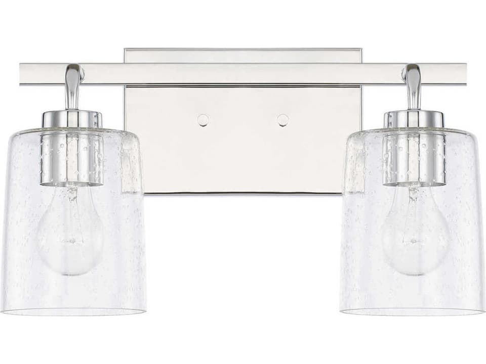 Greyson 2-Light Vanity Sconce in Chrome with Clear Seeded Glass