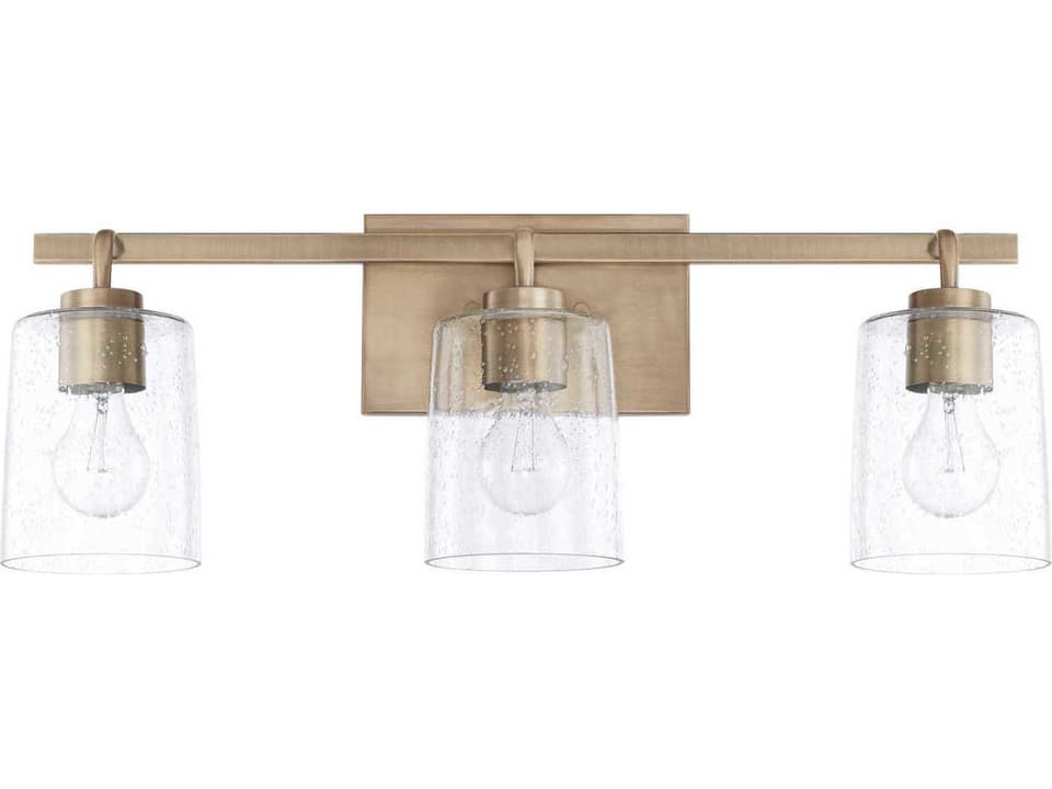 Greyson 3-Light Bathroom Vanity Light in Aged Brass