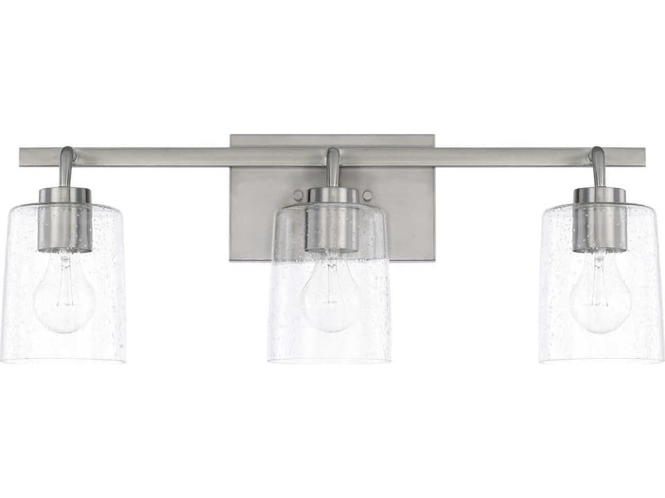 Greyson 3-Light Vanity Sconce in Brushed Nickel with Clear Seeded Glass
