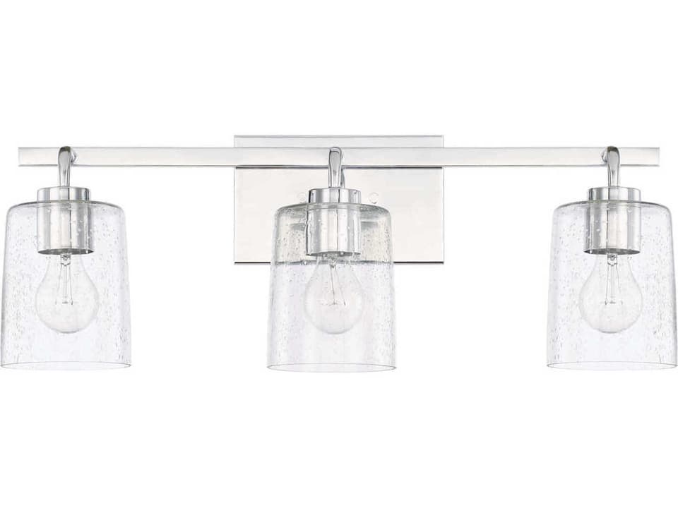 Greyson 3-Light Chrome Vanity Light with Clear Seeded Glass