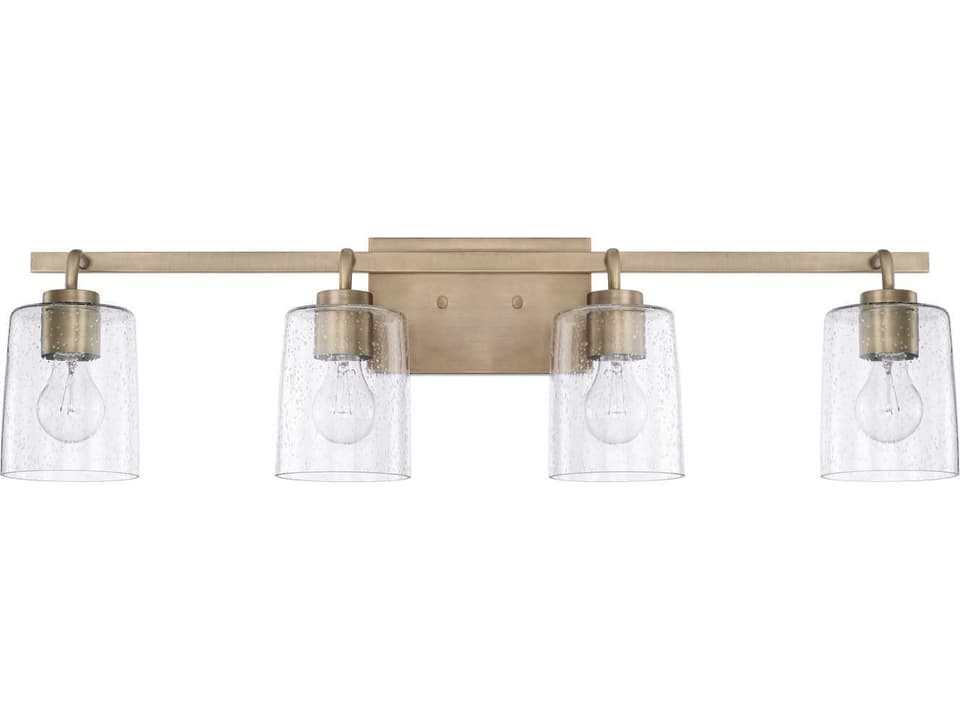 Greyson 4-Light Bathroom Vanity Light in Aged Brass