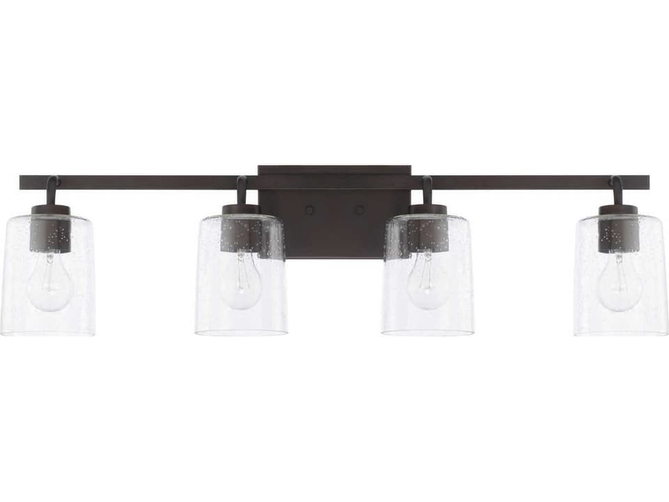 Greyson 4-Light Vanity Light in Bronze with Clear Seeded Glass