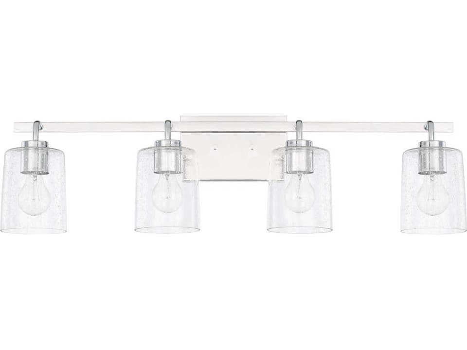 Greyson 4-Light Chrome Vanity Light with Clear Seeded Glass