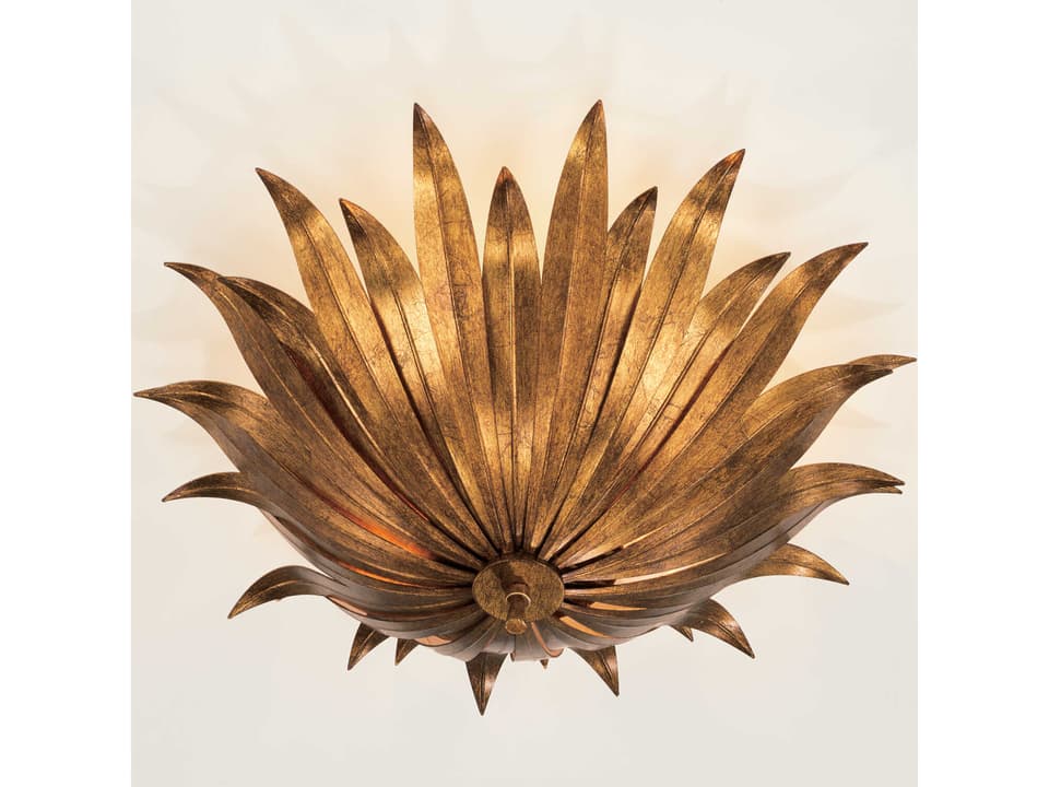 3-Light Eden Semi-Flush Mount Ceiling Light in Antique Gold