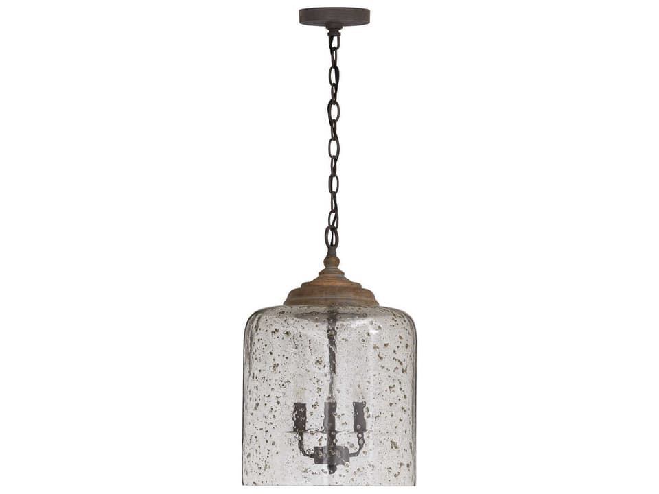 Tybee 3-Light Stone Seeded Glass Pendant Light in Nordic Grey