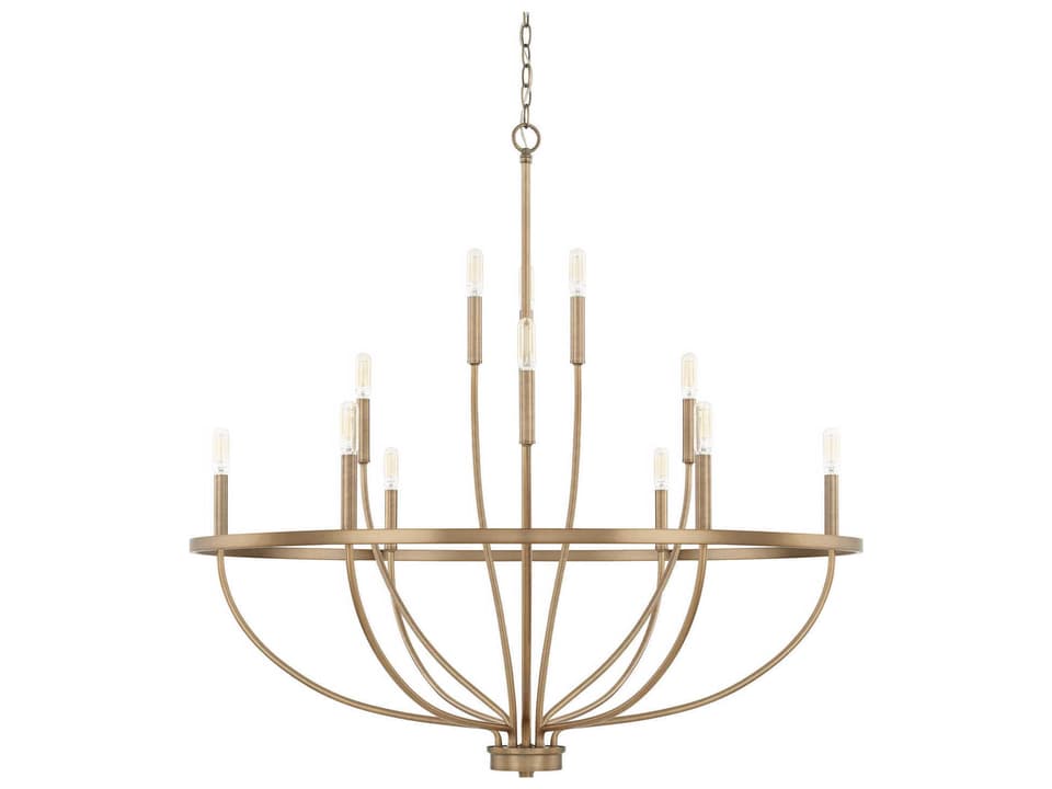 Greyson 12-Light Chandelier in Aged Brass