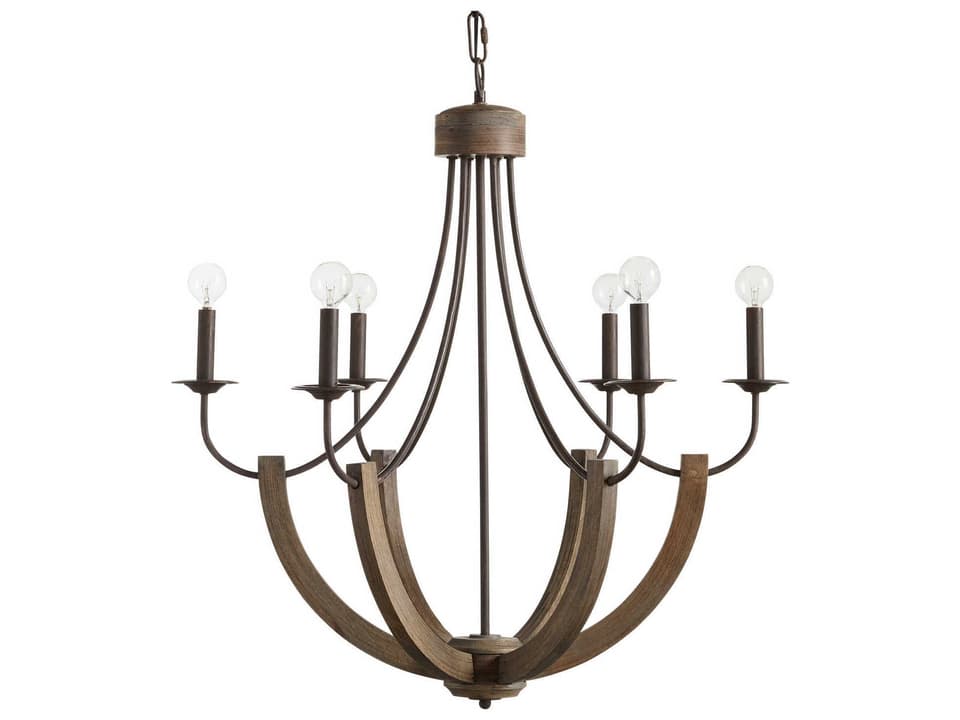 Tybee 6-Light Chandelier in Nordic Grey Wood and Metal