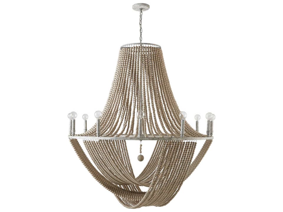 Kayla 12-Light Chandelier with Wooden Beads in Mystic Sand