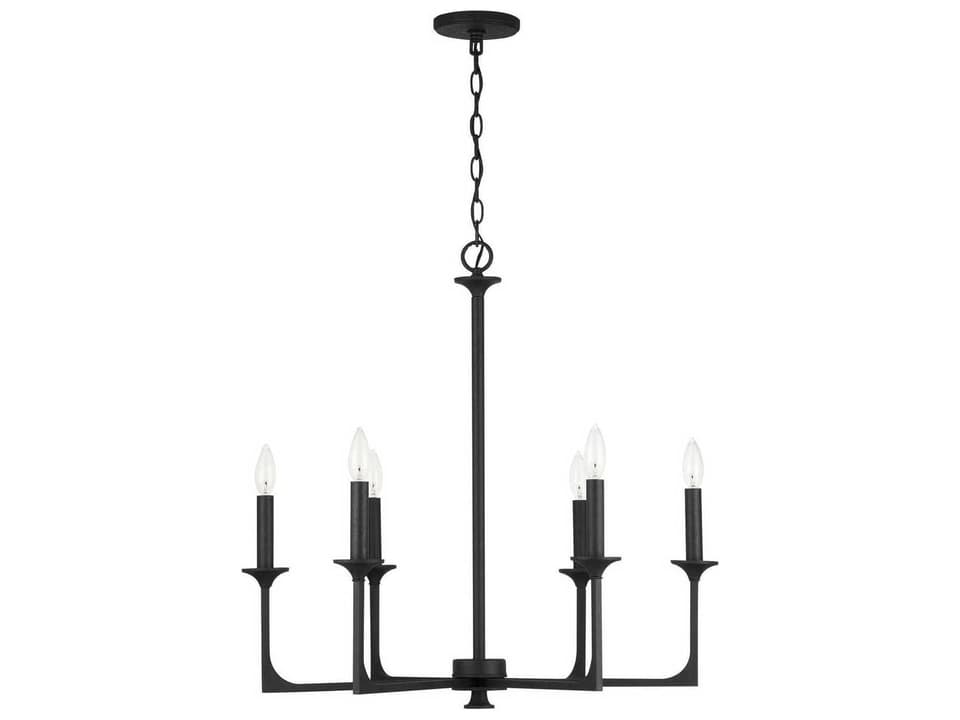 6-Light Clint Chandelier in Black Iron